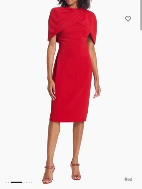 NWT Mischka Red Cape Sheath Midi Dress